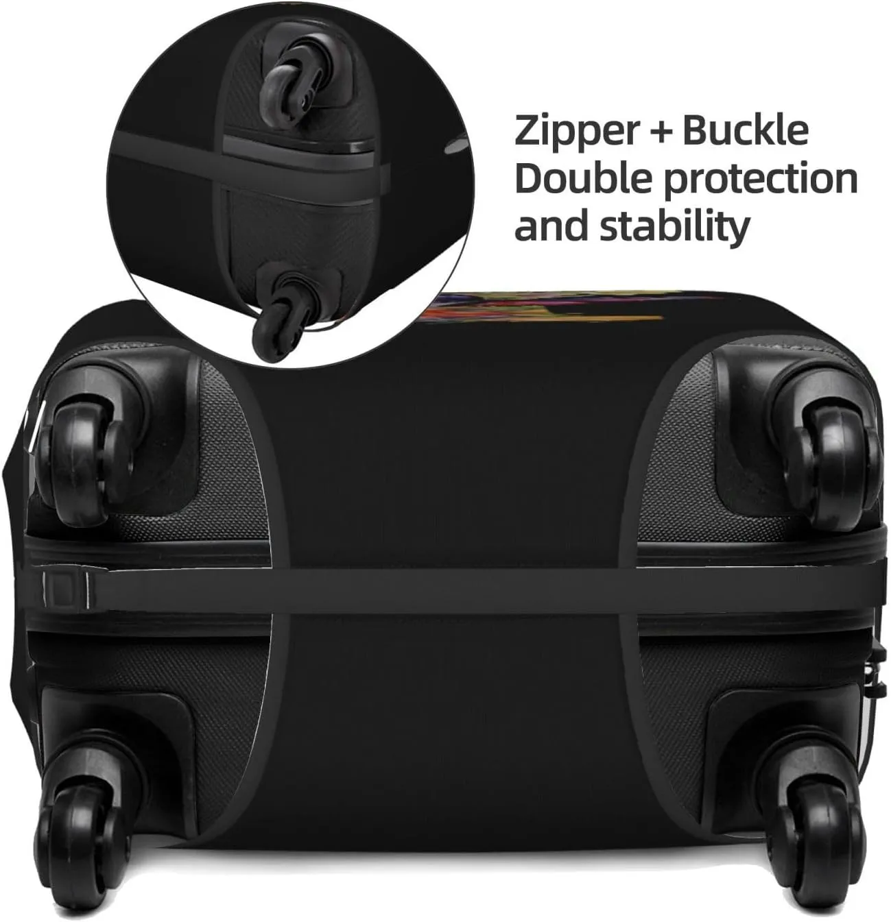 Luggage Cover Flower Butterfly Letter I Black Suitcase Protector fits 18-32inch Travel Suitcase Cover Dustproof Washable with Concealed Zipper for Wheeled Suitcase LC324