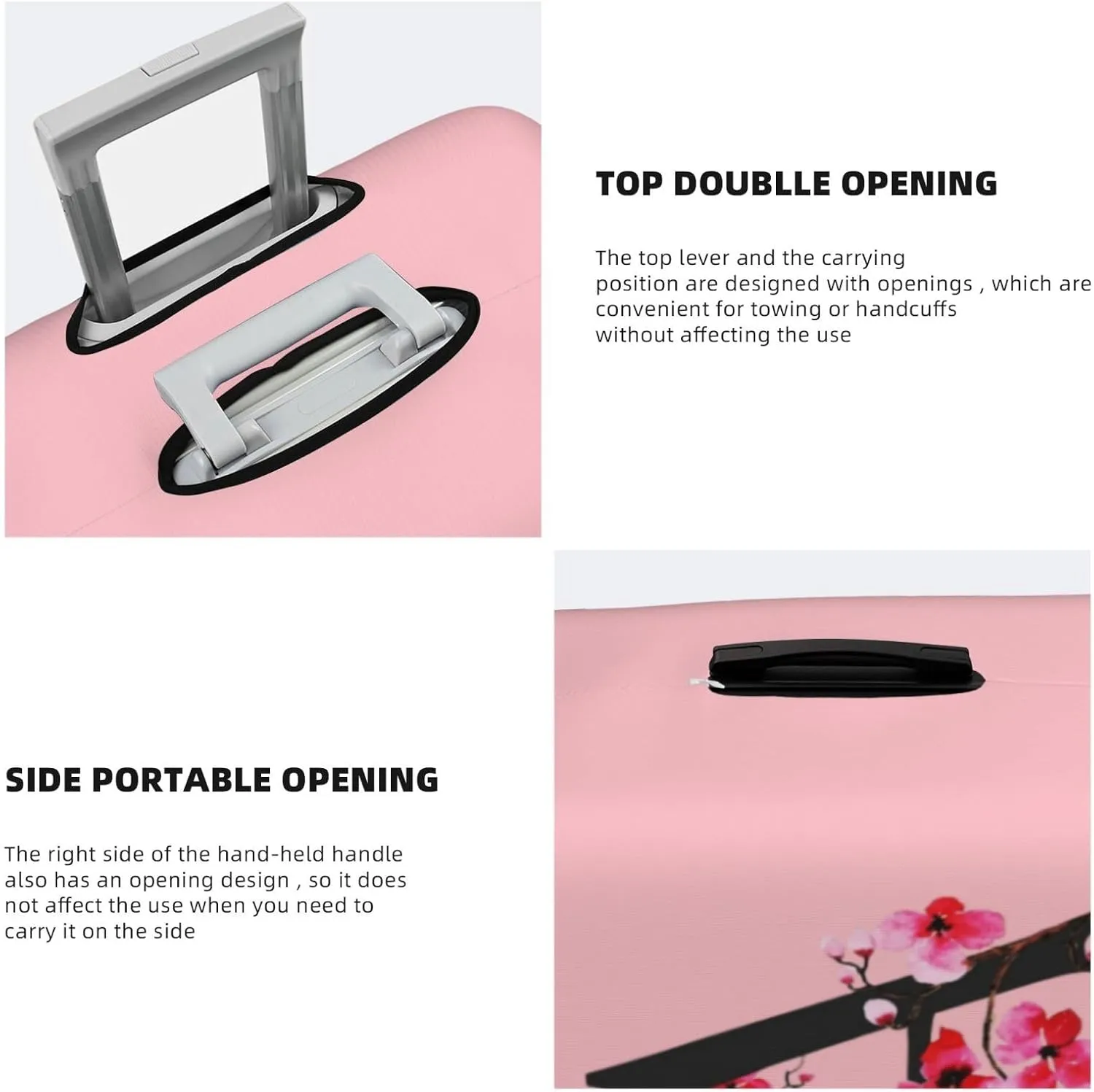 Luggage Cover Flower Letter A Pink Suitcase Protector fits 18-32inch Suitcase Cover Washable Dustproof with Concealed Zipper for Wheeled Suitcase LC107