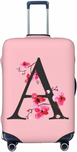 Luggage Cover Flower Letter A Pink Suitcase Protector fits 18-32inch Suitcase Cover Washable Dustproof with Concealed Zipper for Wheeled Suitcase LC107