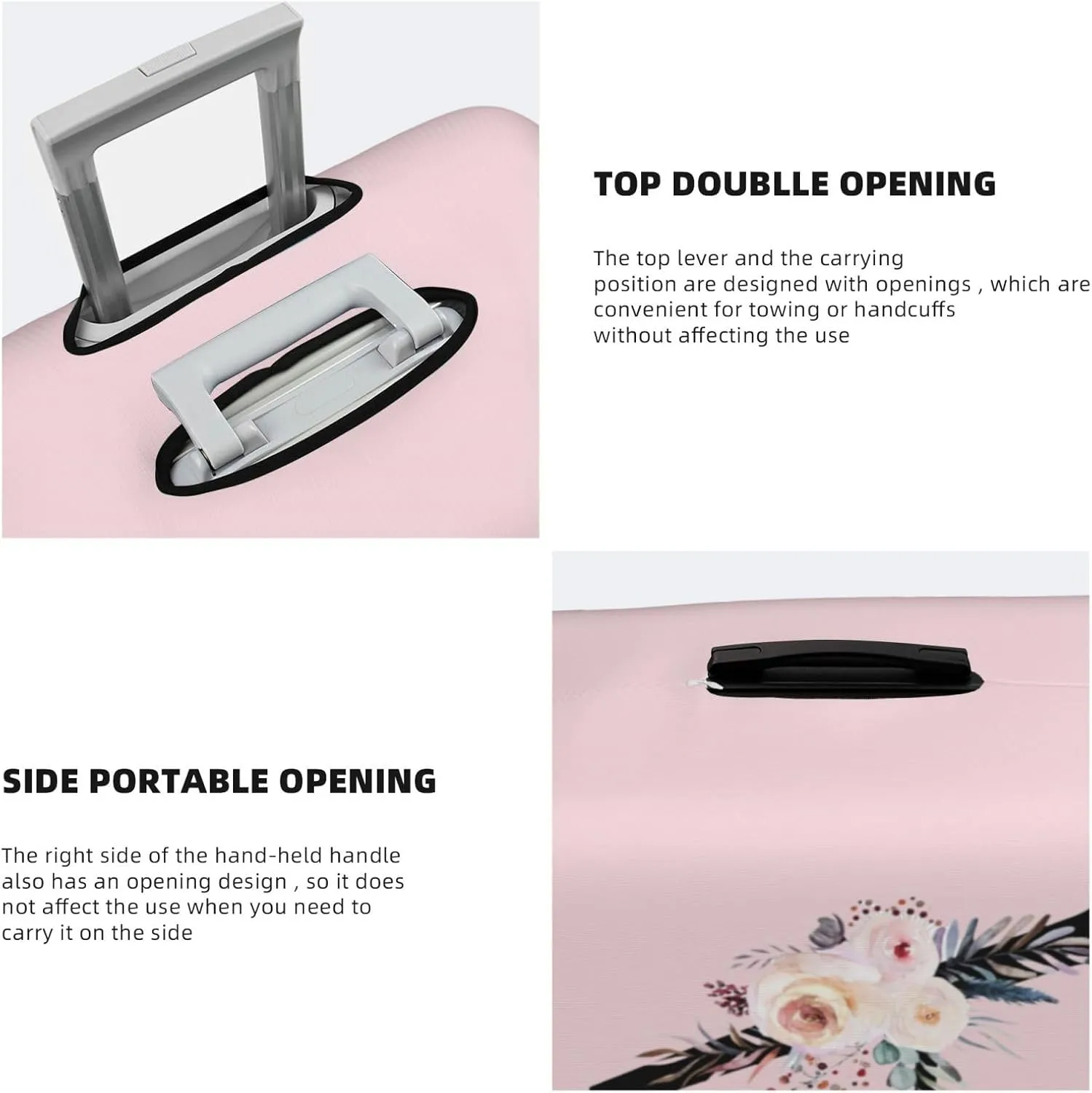 Luggage Cover Flower Letter A Pink Suitcase Protector fits 18-32inch Travel Suitcase Cover Washable Dustproof with Concealed Zipper for Wheeled Suitcase LC386