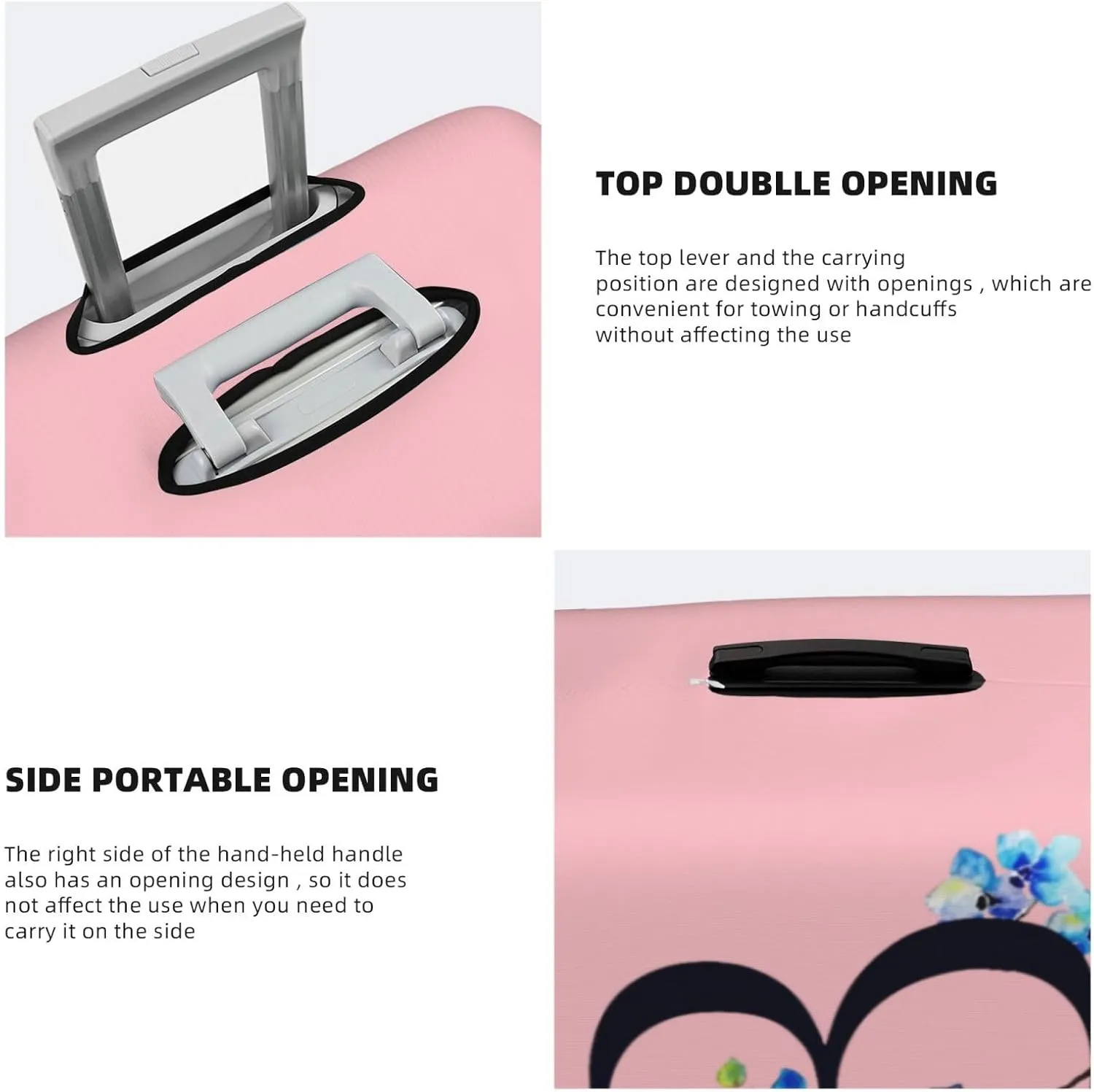 Luggage Cover Flower Letter B Pink Suitcase Protector fits 18-32inch Suitcase Cover Washable Dustproof with Concealed Zipper for Wheeled Suitcase LC111