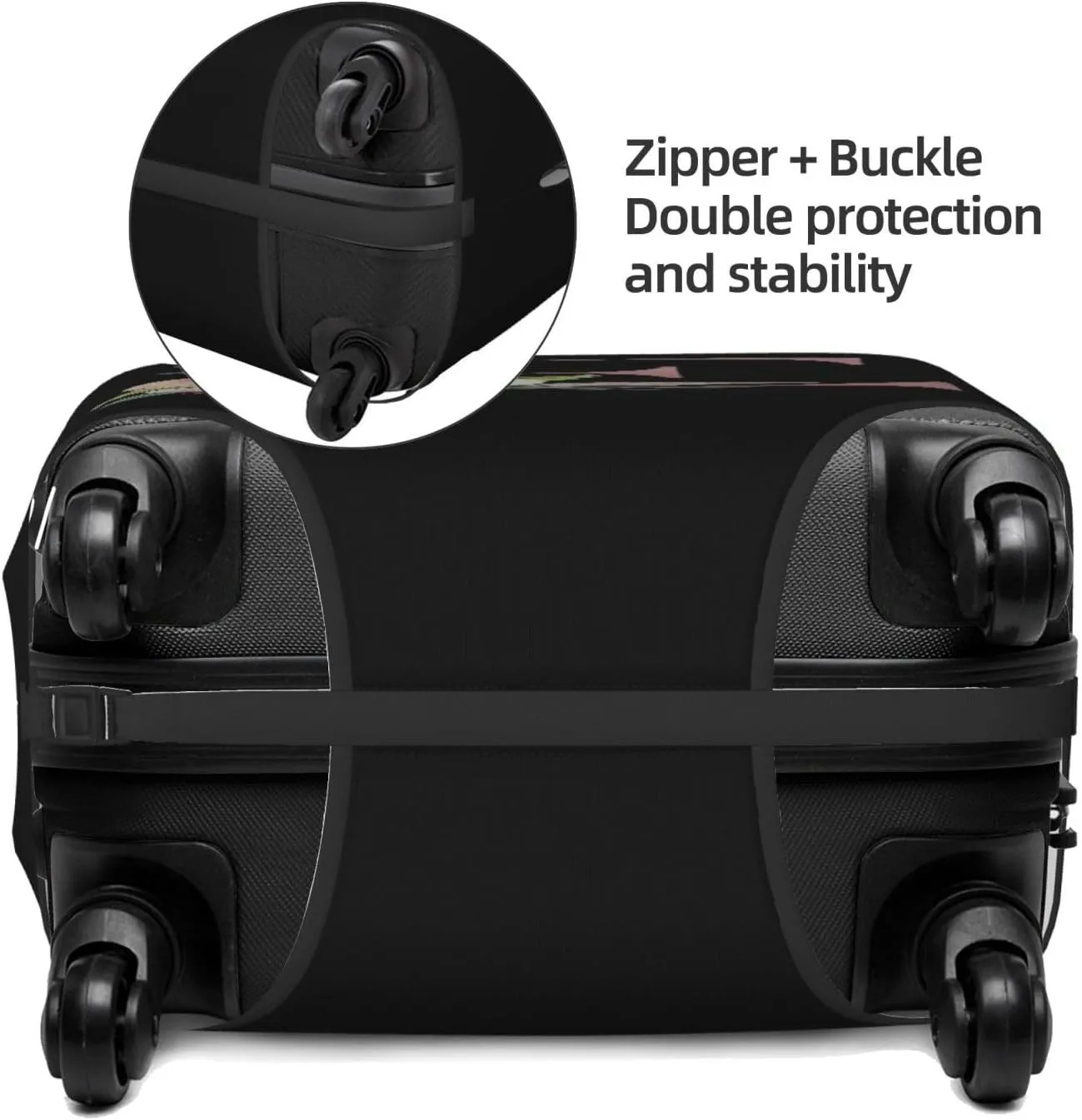 Luggage Cover Flower Letter E Black Suitcase Protector fits 18-32inch Travel Suitcase Cover Washable Dustproof with Concealed Zipper for Wheeled Suitcase LC1015