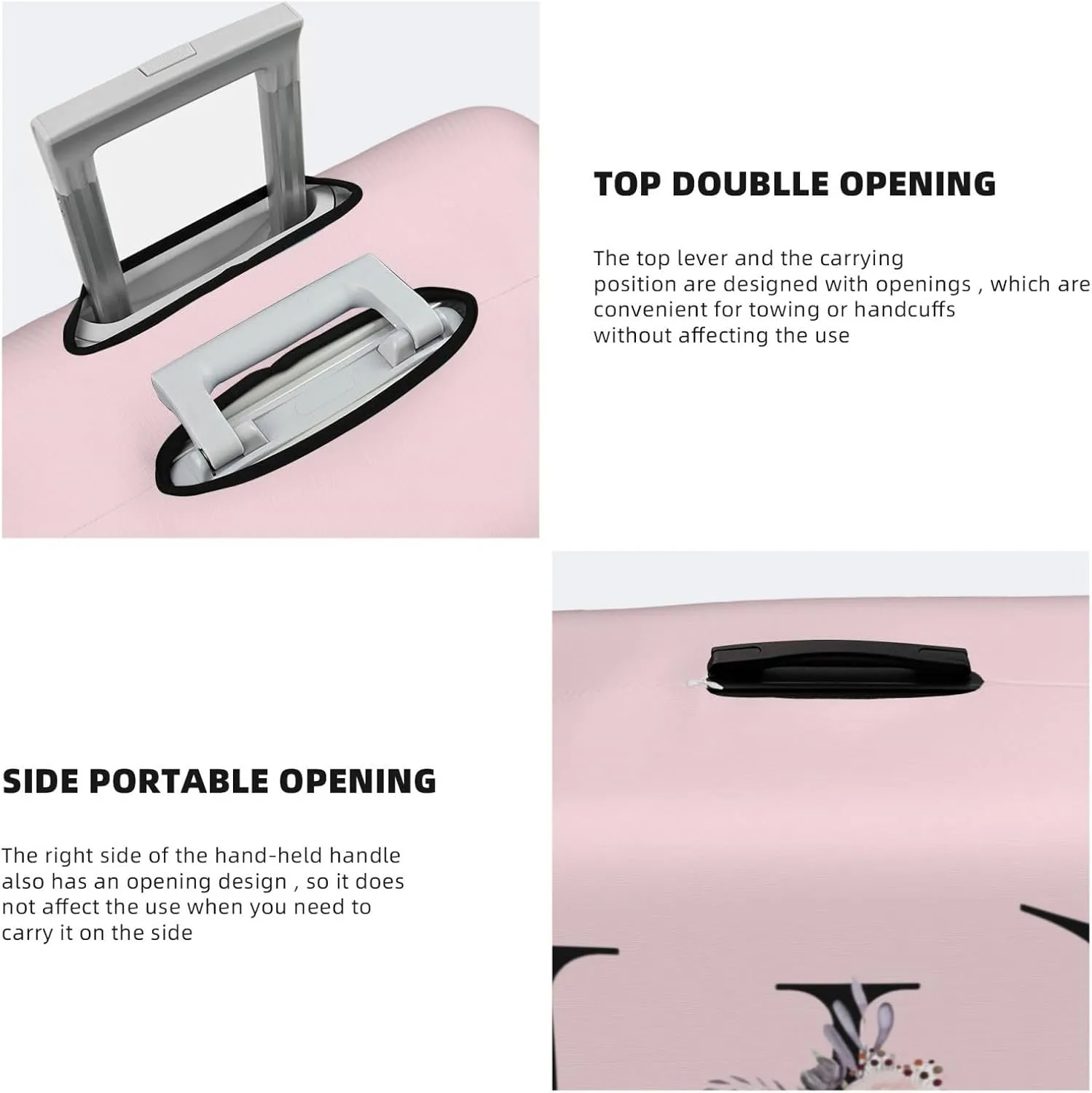 Luggage Cover Flower Letter E Pink Suitcase Protector fits 18-32inch Travel Suitcase Cover Washable Dustproof with Concealed Zipper for Wheeled Suitcase LC402