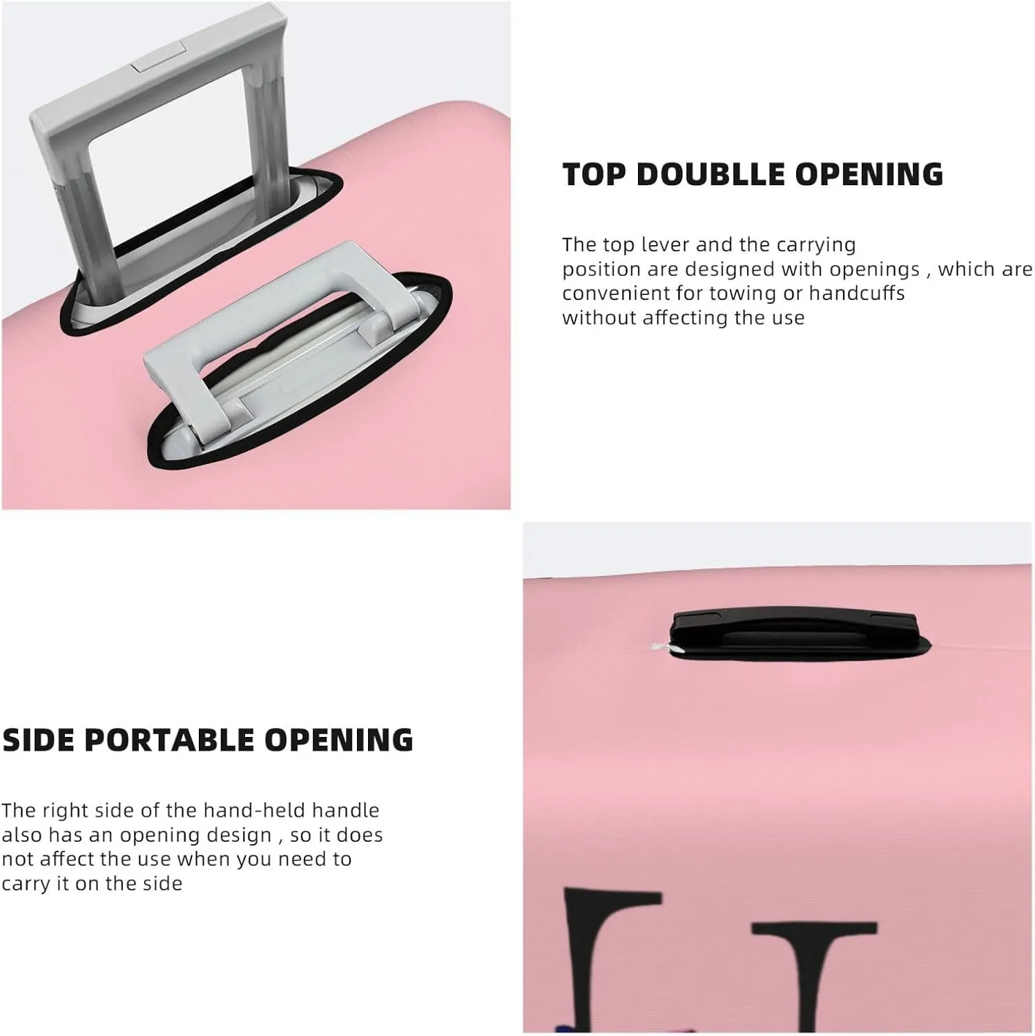 Luggage Cover Flower Letter F Pink Suitcase Protector fits 18-32inch Suitcase Cover Washable Dustproof with Concealed Zipper for Wheeled Suitcase LC127