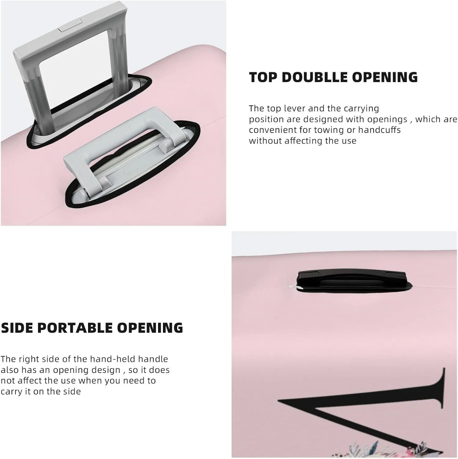 Luggage Cover Flower Letter M Pink Suitcase Protector fits 18-32inch Travel Suitcase Cover Washable Dustproof with Concealed Zipper for Wheeled Suitcase LC434