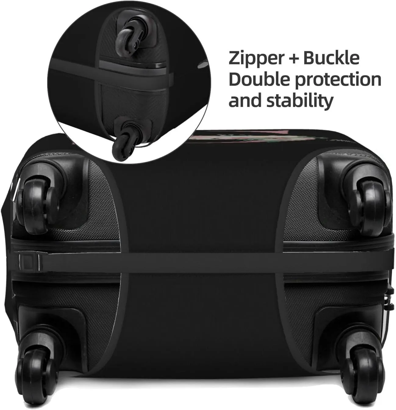 Luggage Cover Flower Letter S Black Suitcase Protector fits 18-32inch Travel Suitcase Cover Washable Dustproof with Concealed Zipper for Wheeled Suitcase LC1071