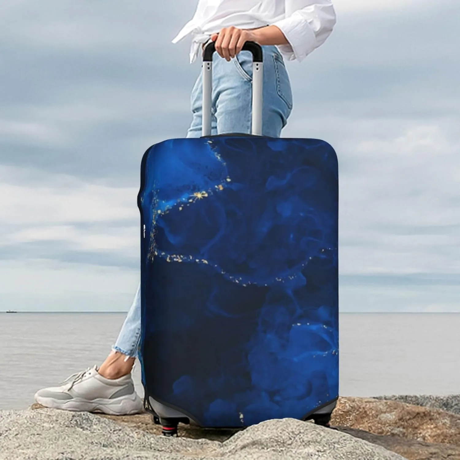 Luggage Cover Marble Suitcase Protector fits 18-32inch Travel Suitcase Cover Dustproof Washable with Concealed Zipper for Wheeled Suitcase TC277