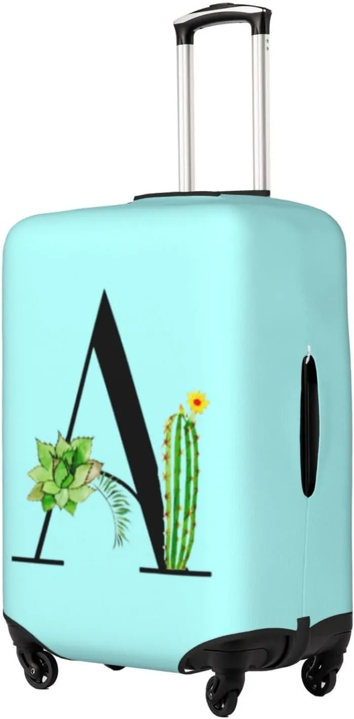 Luggage Cover Plant Letter A Blue Suitcase Protector fits 18-32inch Suitcase Cover Washable Dustproof with Concealed Zipper for Wheeled Suitcase LC211