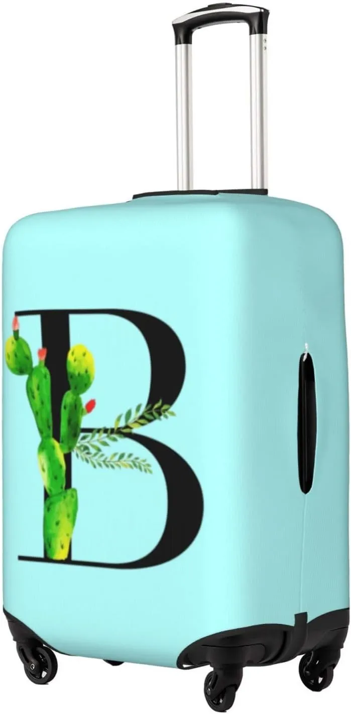 Luggage Cover Plant Letter B Blue Suitcase Protector fits 18-32inch Suitcase Cover Washable Dustproof with Concealed Zipper for Wheeled Suitcase LC215
