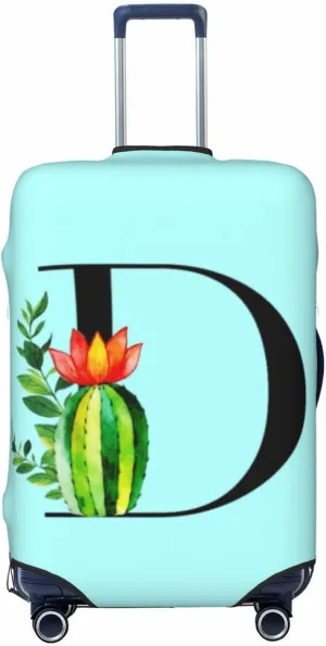 Luggage Cover Plant Letter D Blue Suitcase Protector fits 18-32inch Suitcase Cover Washable Dustproof with Concealed Zipper for Wheeled Suitcase LC223