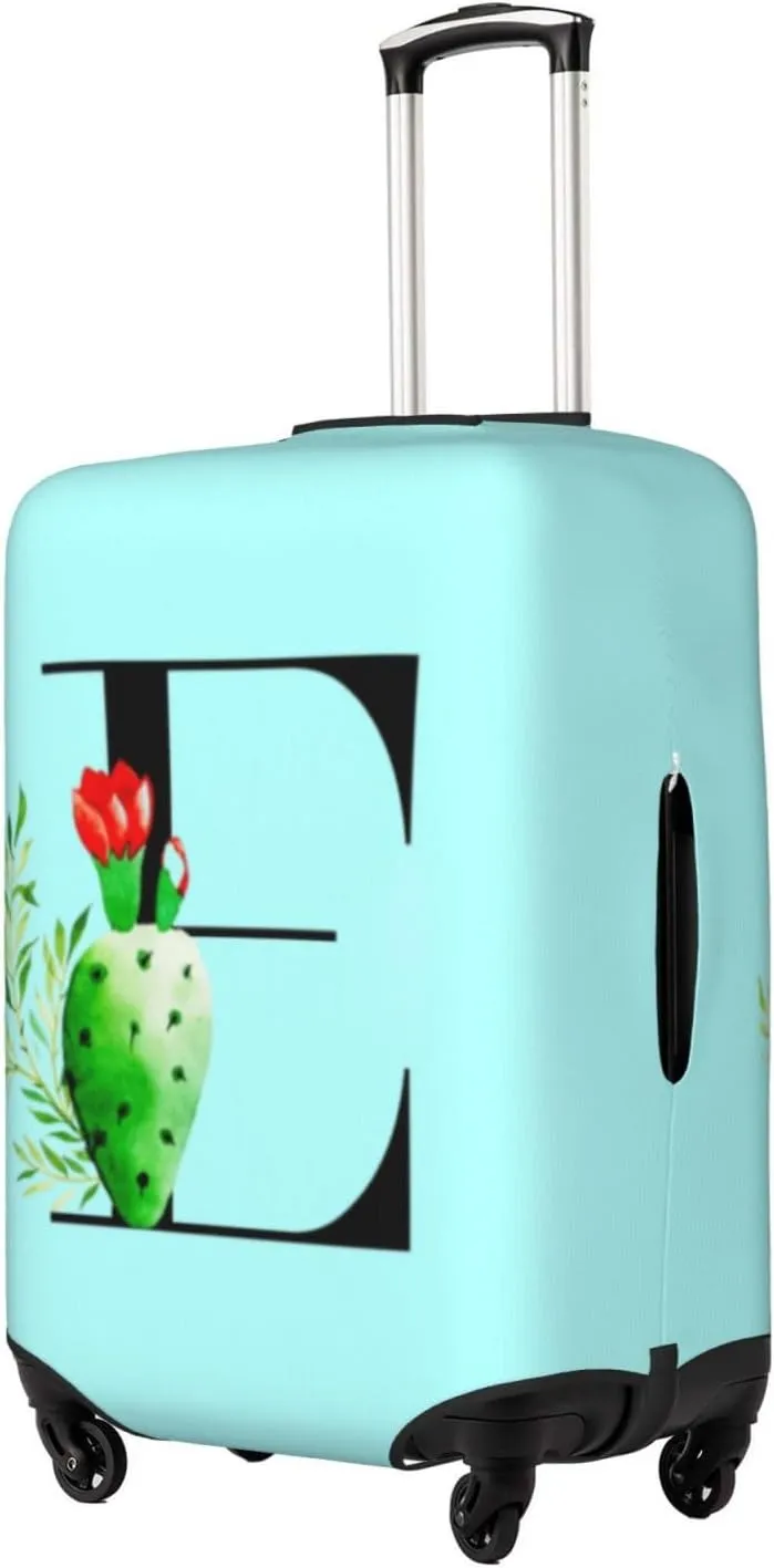 Luggage Cover Plant Letter E Blue Suitcase Protector fits 18-32inch Suitcase Cover Washable Dustproof with Concealed Zipper for Wheeled Suitcase LC227