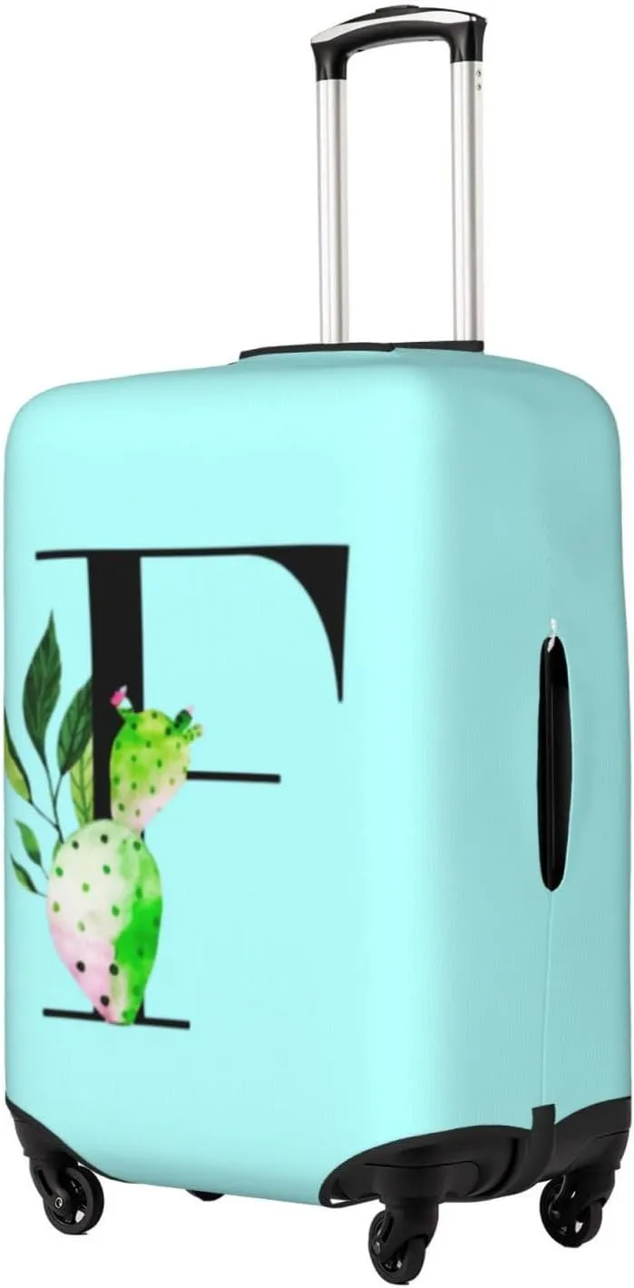 Luggage Cover Plant Letter F Blue Suitcase Protector fits 18-32inch Suitcase Cover Washable Dustproof with Concealed Zipper for Wheeled Suitcase LC231