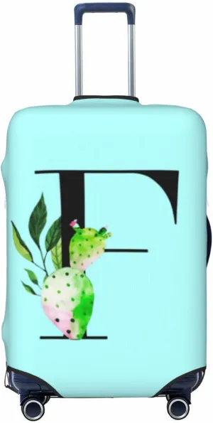 Luggage Cover Plant Letter F Blue Suitcase Protector fits 18-32inch Suitcase Cover Washable Dustproof with Concealed Zipper for Wheeled Suitcase LC231