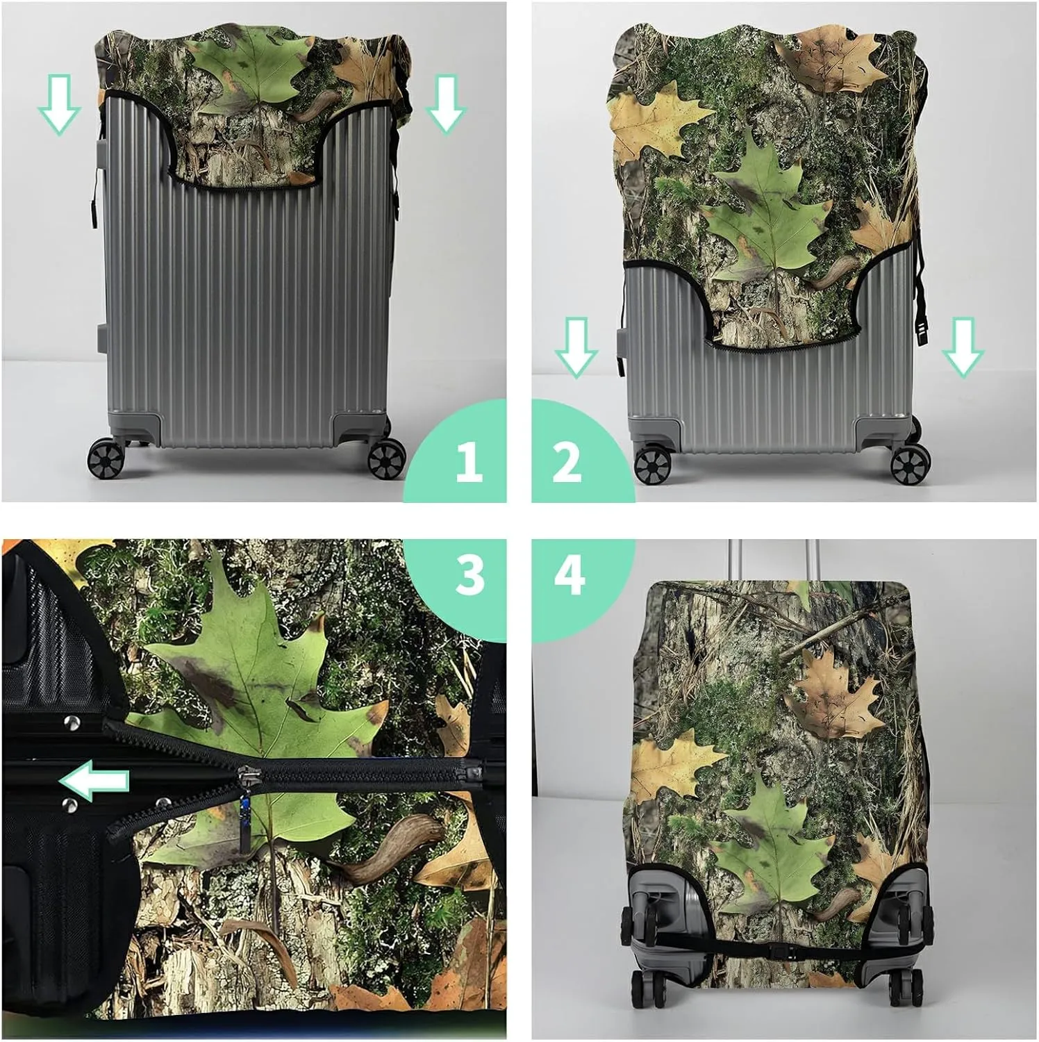Luggage Cover Plus - Camo Tree Travel Suitcase Cover for 18-20 inch Luggage (S) with Concealed Zipper, Washable Elastic Cloth, Dustproof, Anti-Scratch