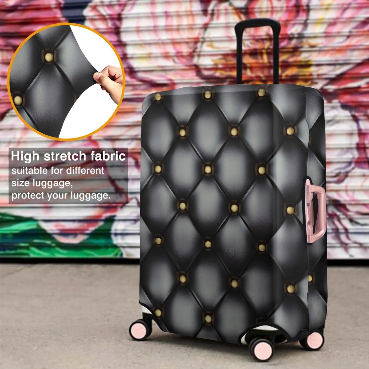 Luggage Cover Suitcase Spandex Leather Print Trolley Cases Protector Cover Fit 22-24 Inch Luggage
