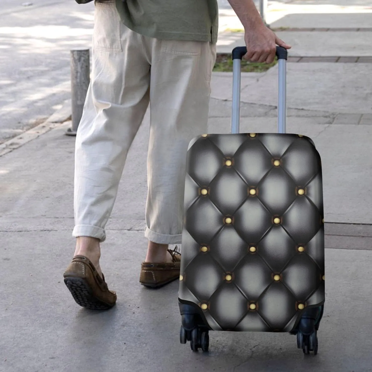 Luggage Cover Suitcase Spandex Leather Print Trolley Cases Protector Cover Fit 22-24 Inch Luggage