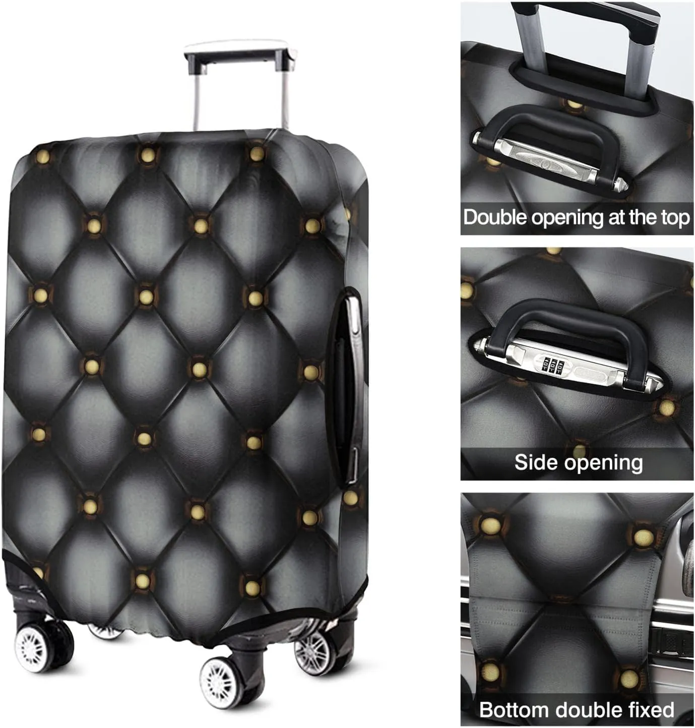 Luggage Cover Suitcase Spandex Leather Print Trolley Cases Protector Cover Fit 22-24 Inch Luggage