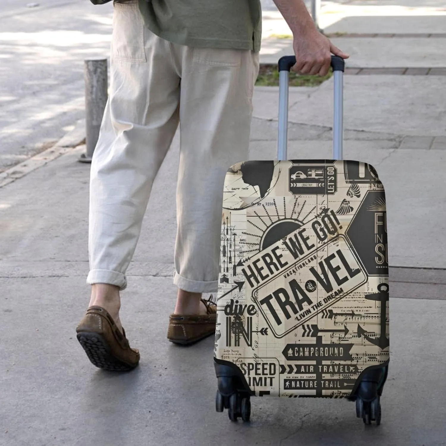 Luggage Cover Washable Travel Suitcase Protector - Spandex Cover Fit 29-32 Inch Luggage - Here We Go Travel