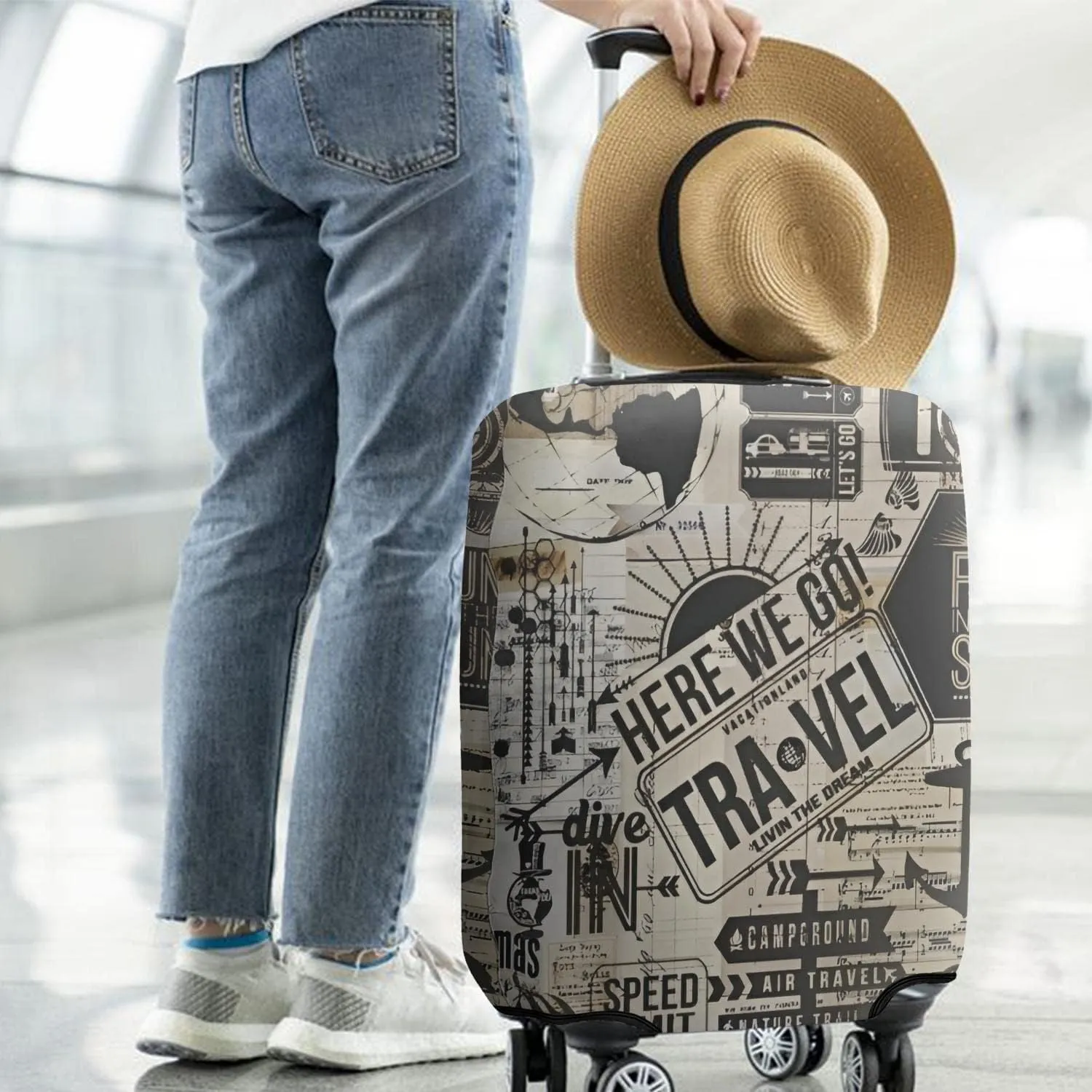 Luggage Cover Washable Travel Suitcase Protector - Spandex Cover Fit 29-32 Inch Luggage - Here We Go Travel