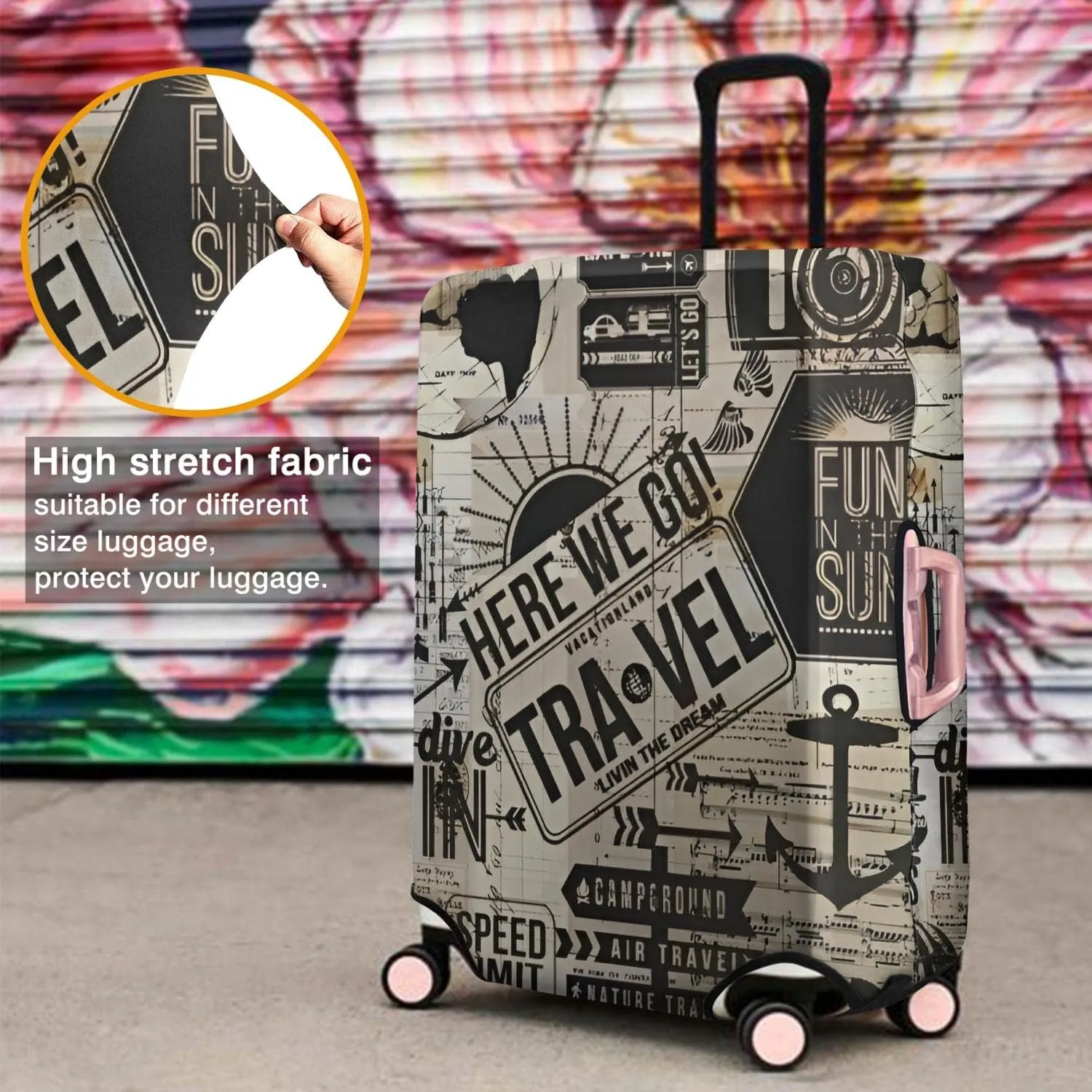 Luggage Cover Washable Travel Suitcase Protector - Spandex Cover Fit 29-32 Inch Luggage - Here We Go Travel
