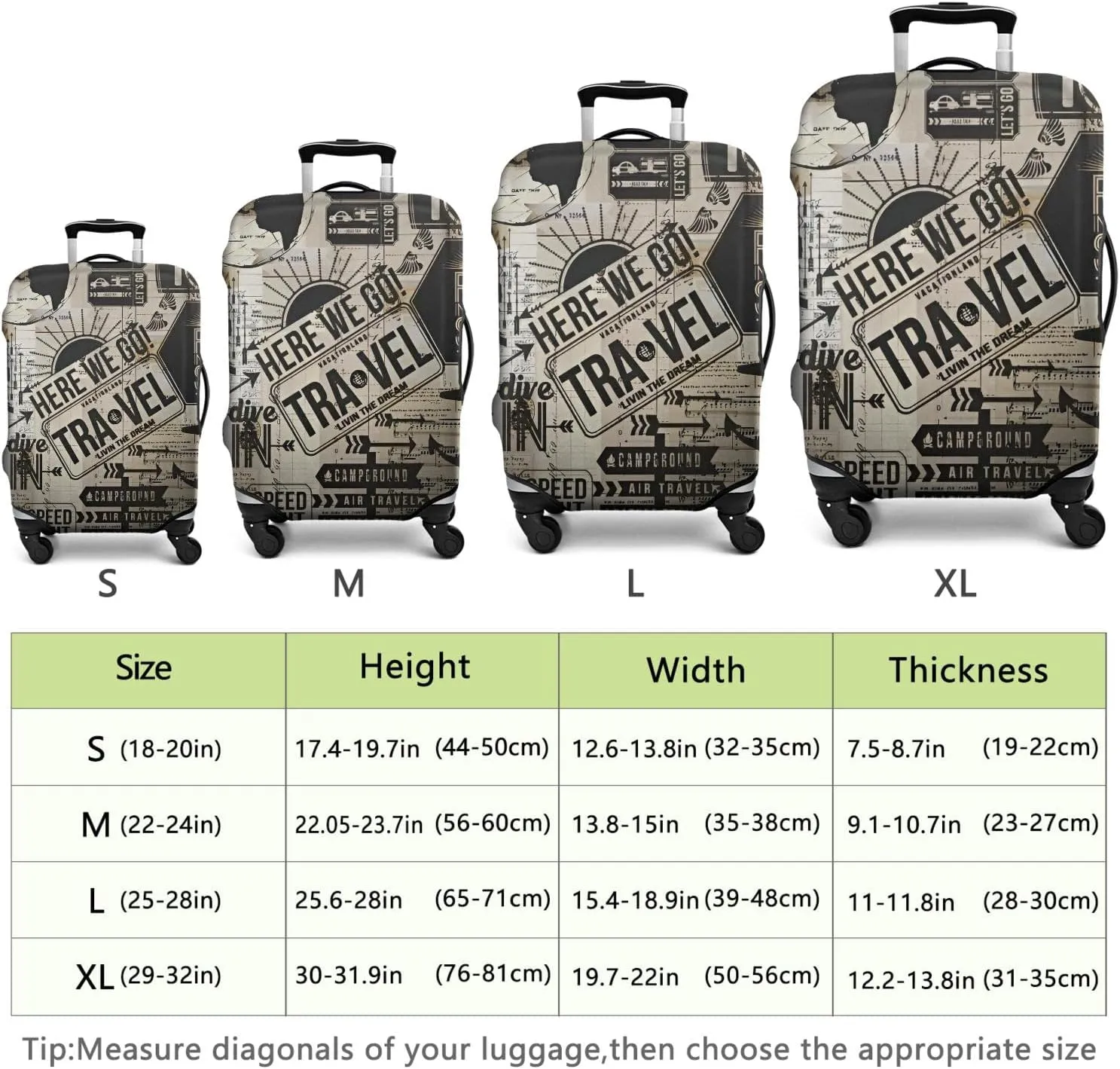 Luggage Cover Washable Travel Suitcase Protector - Spandex Cover Fit 29-32 Inch Luggage - Here We Go Travel