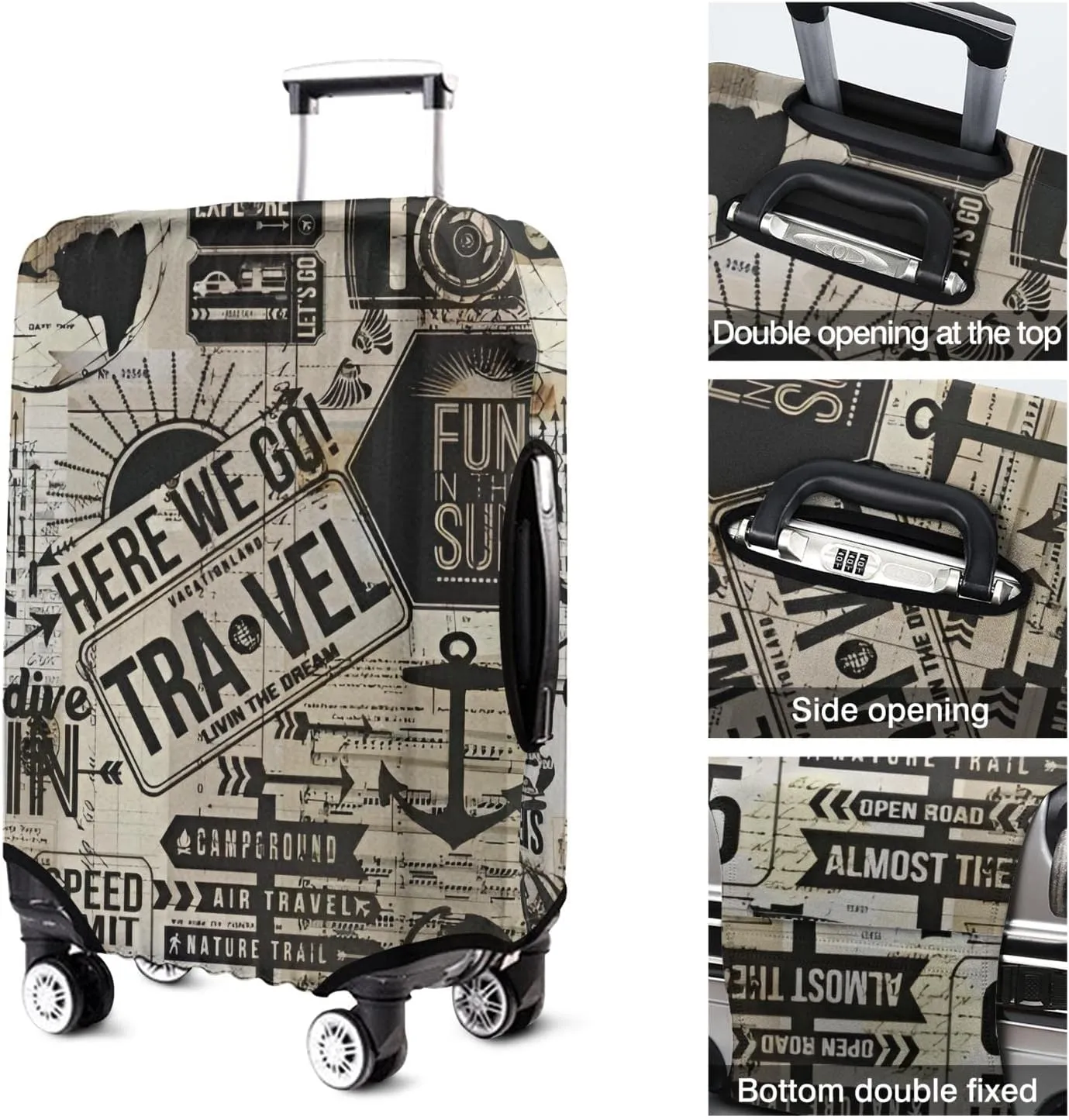 Luggage Cover Washable Travel Suitcase Protector - Spandex Cover Fit 29-32 Inch Luggage - Here We Go Travel