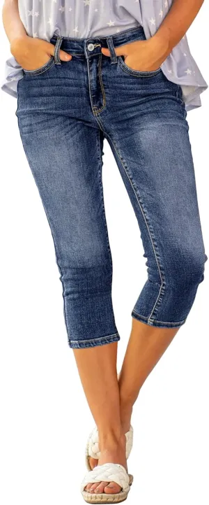 luvamia Womens Capri Jeans for Women High Waisted Skinny Ripped Jean Denim Pants