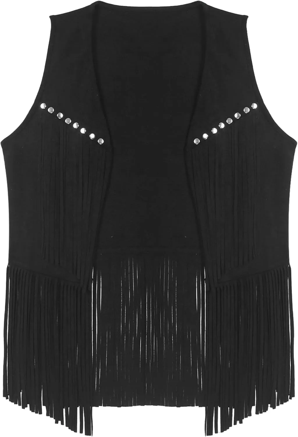 Men Cowboy Western Suede Leather Sleeveless Vest Jacket Fringe Gothic Steampunk Waistcoat Coat
