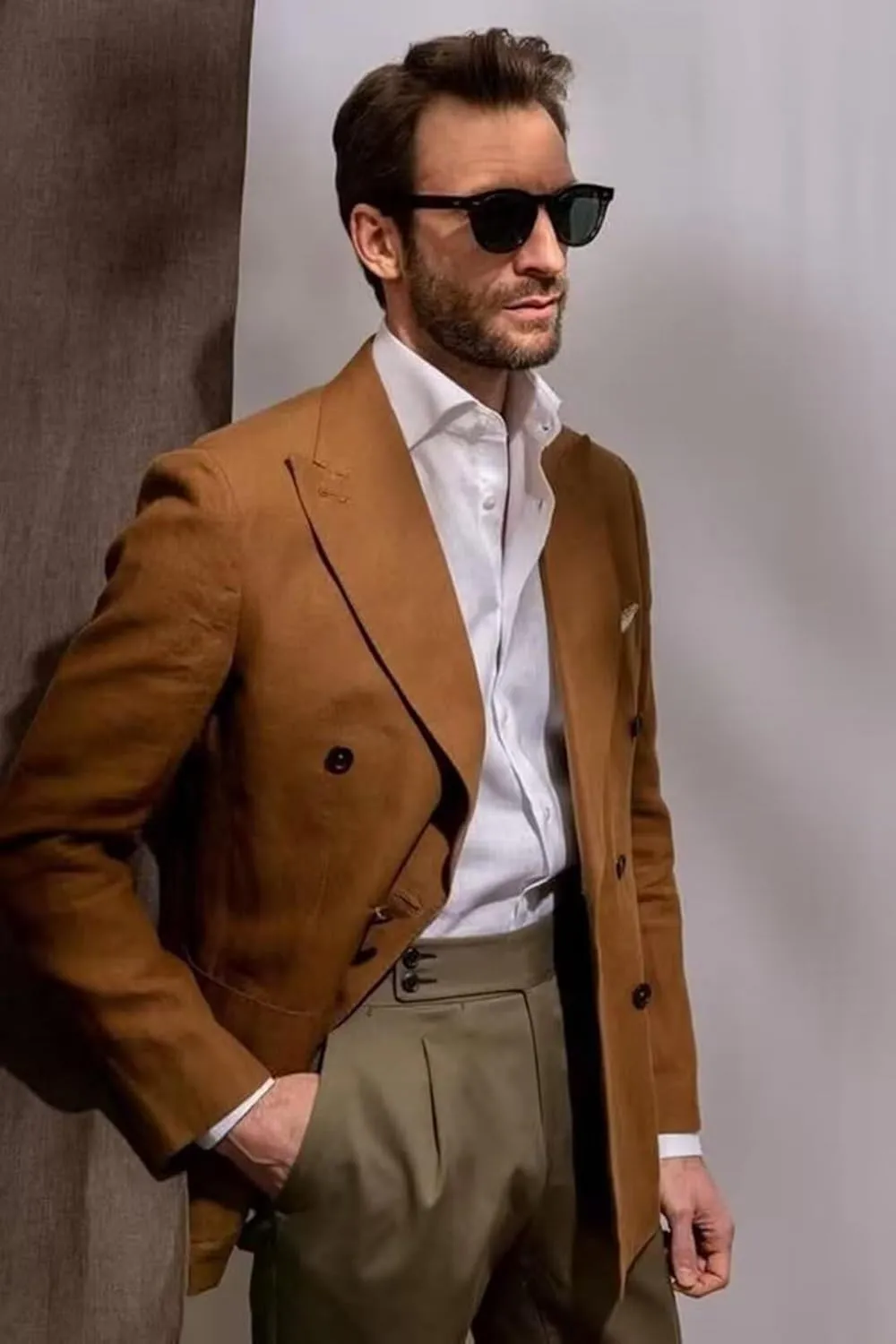 Men Double Breasted Linen Suits 2 Piece Suits for Men Summer Wedding Regular Fit Big and Tall Lightweight
