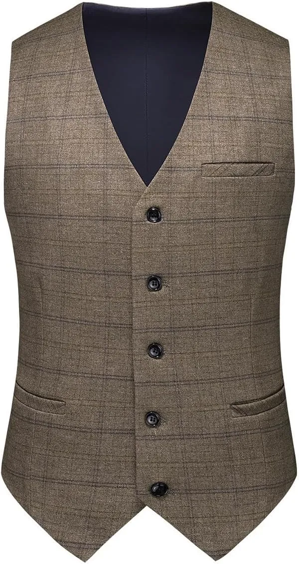 Mens 3 Piece Suits Slim Fit Tweed Suit Plaid Slim Fit Suits for Men One Button Suit Tuxedo Set