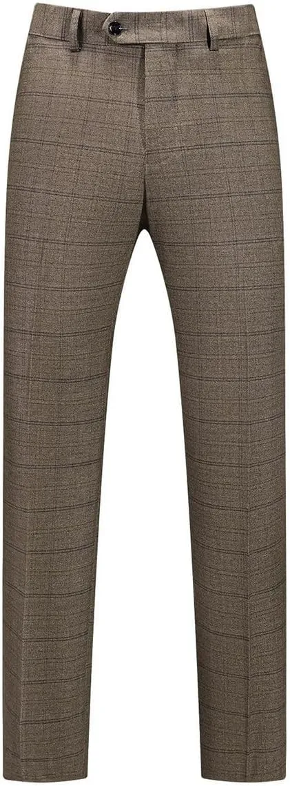 Mens 3 Piece Suits Slim Fit Tweed Suit Plaid Slim Fit Suits for Men One Button Suit Tuxedo Set