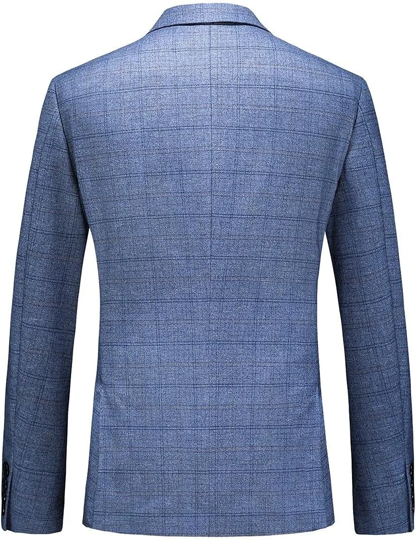 Mens 3 Piece Suits Slim Fit Tweed Suit Plaid Slim Fit Suits for Men One Button Suit Tuxedo Set