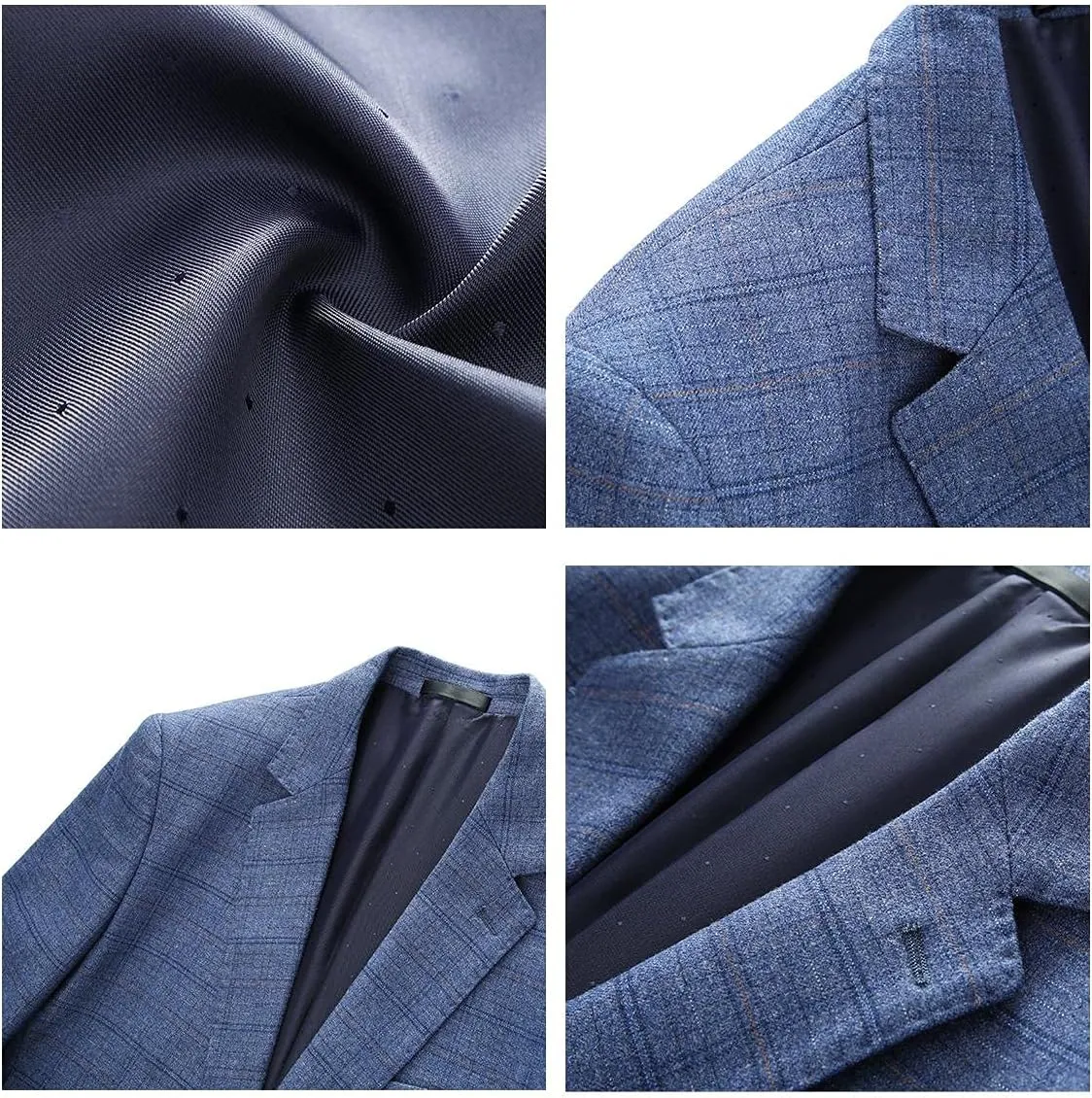 Mens 3 Piece Suits Slim Fit Tweed Suit Plaid Slim Fit Suits for Men One Button Suit Tuxedo Set