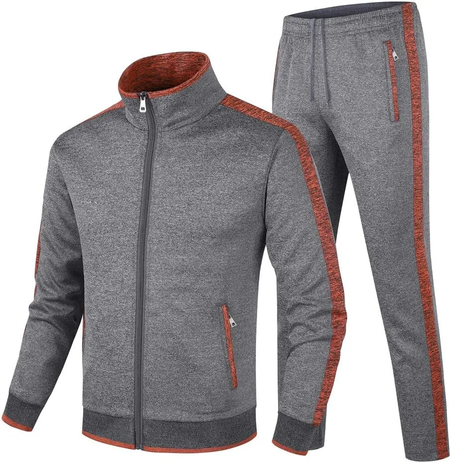 Men's Casual Tracksuit Long Sleeve Sweatsuit Athletic Set Full Zip Running Jogging Sports Jacket and Pants