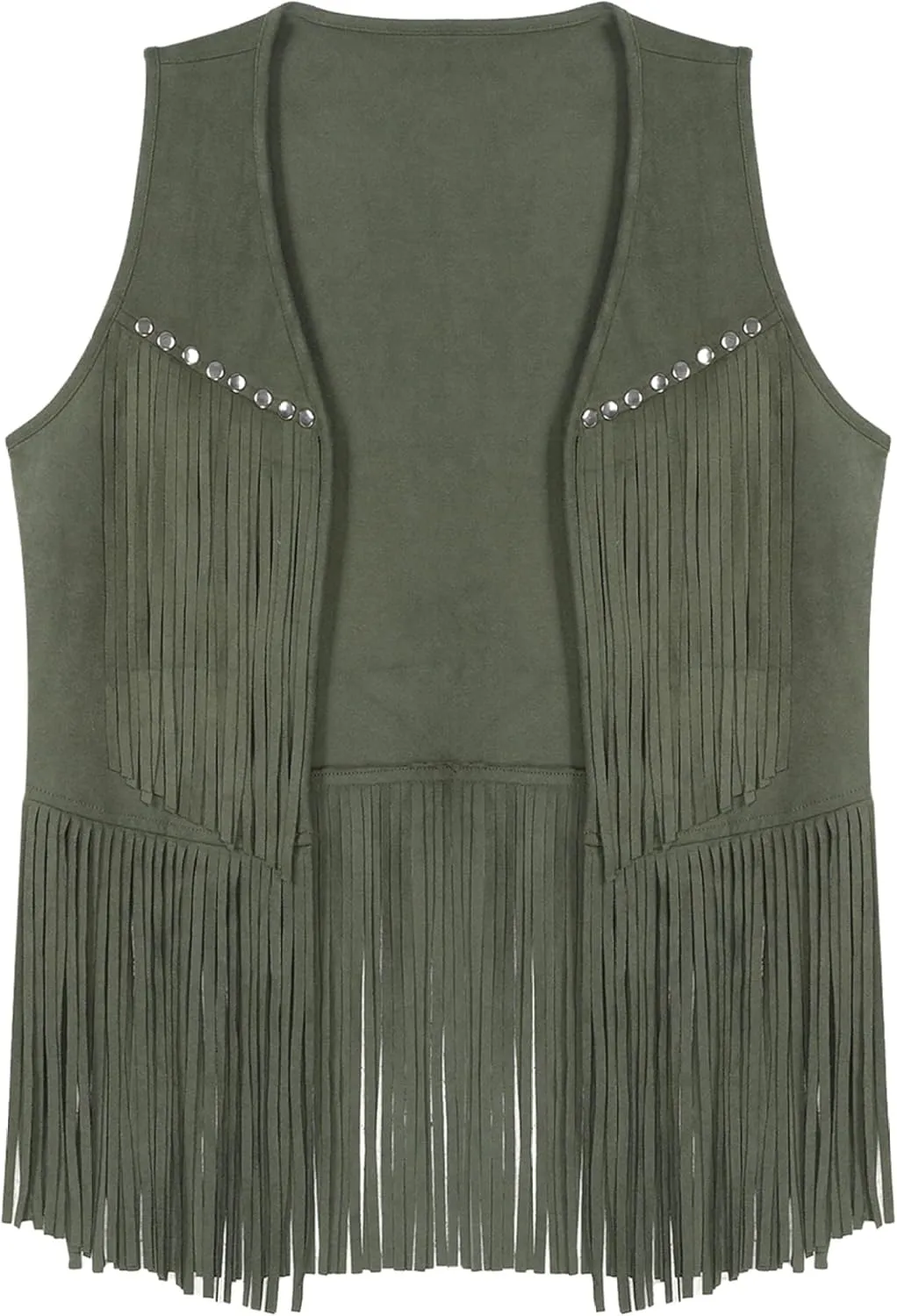 Men's Cowboy Western Suede Leather Tassel Sleeveless Vest Jacket Gothic Waistcoat Coat