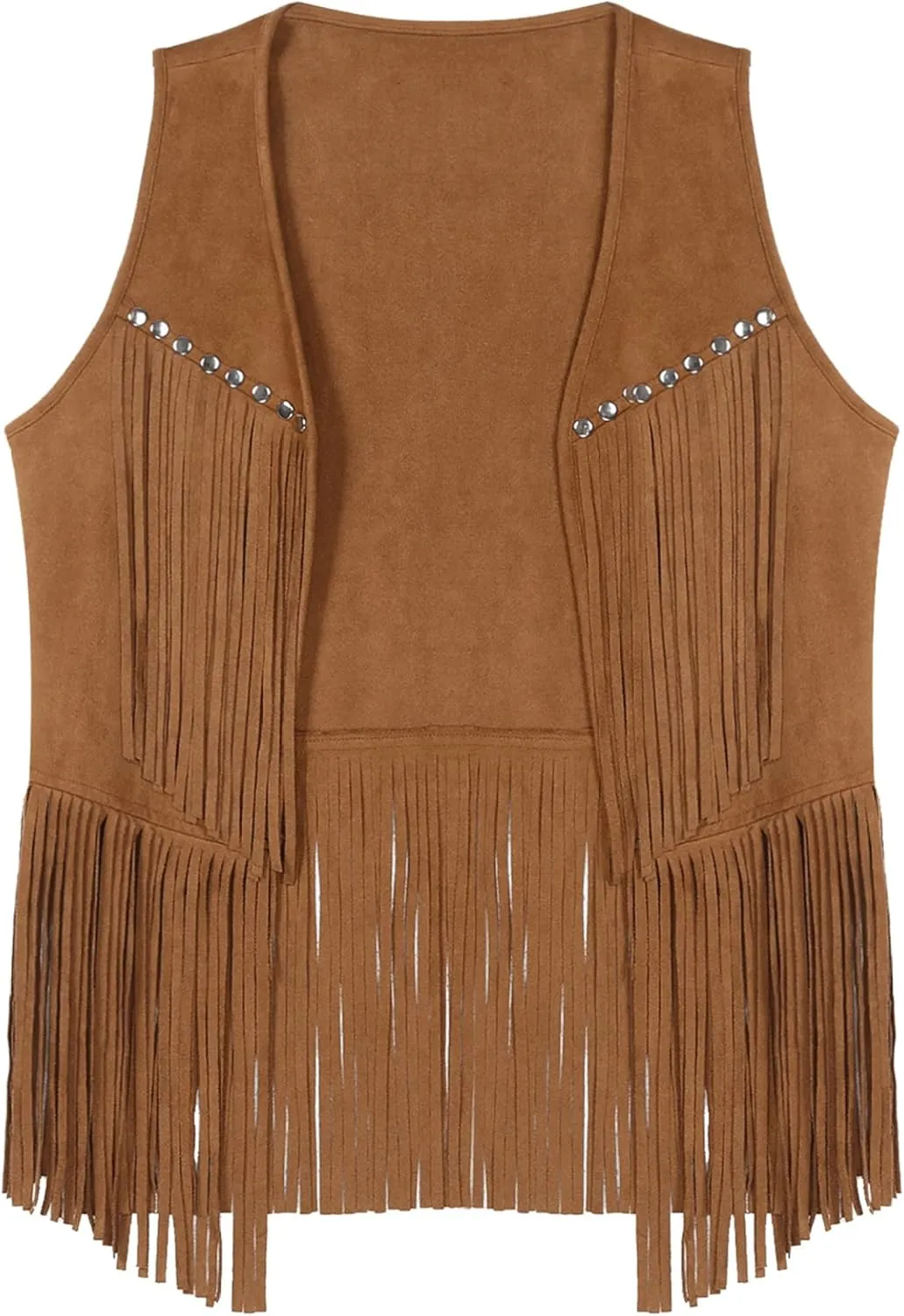 Men's Cowboy Western Suede Leather Tassel Sleeveless Vest Jacket Gothic Waistcoat Coat