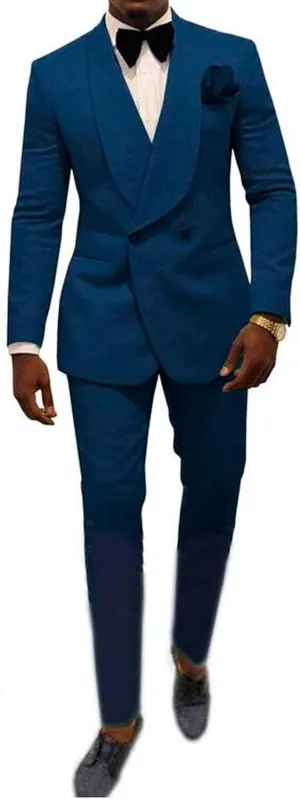 Mens Shawl Lapel Suit Patterned Double Breasted Wedding Tuxedos Prom Suits Jacket Pants Groomsmen Suit