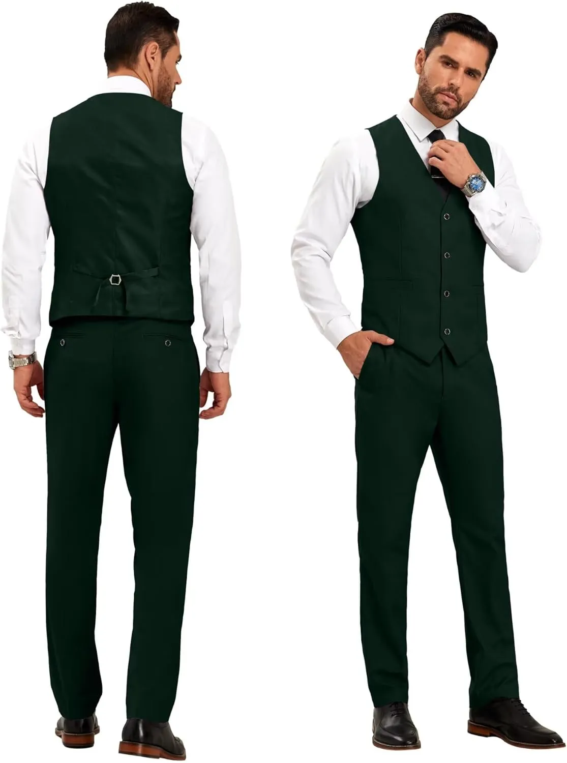 Mens Suit Slim Fit 3 Pieces Suit 1 Button Shawl Lapel Men Suit Blazer Jacket Vest Pants Bow Tie Pocket Square Brooch