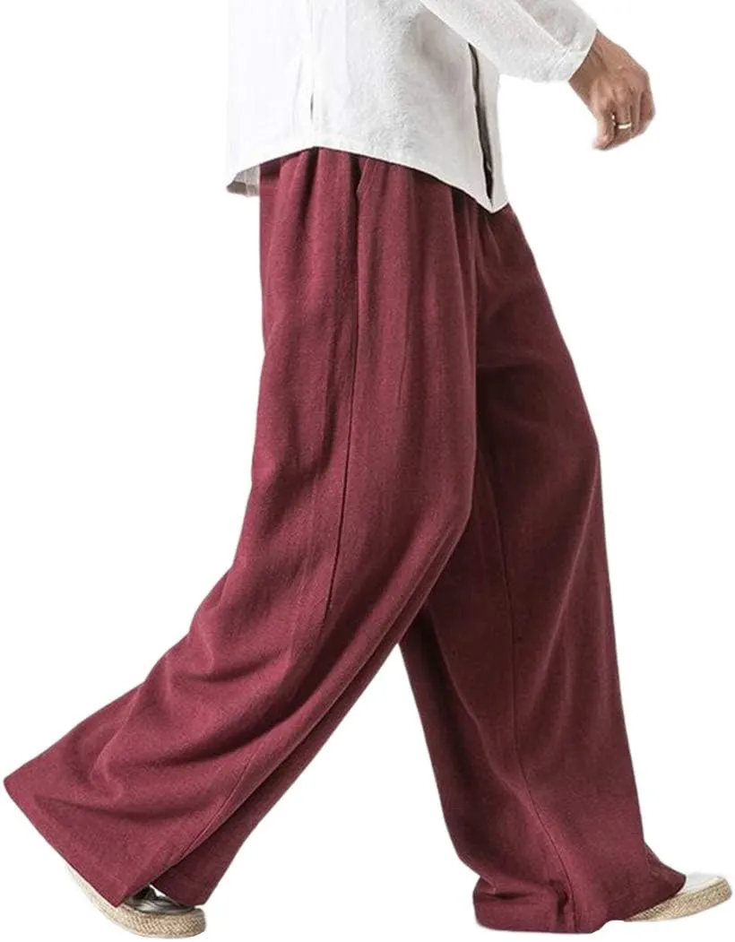 Men's Vintage Cotton Blends Linen Wide Leg Jogging Harem Pants