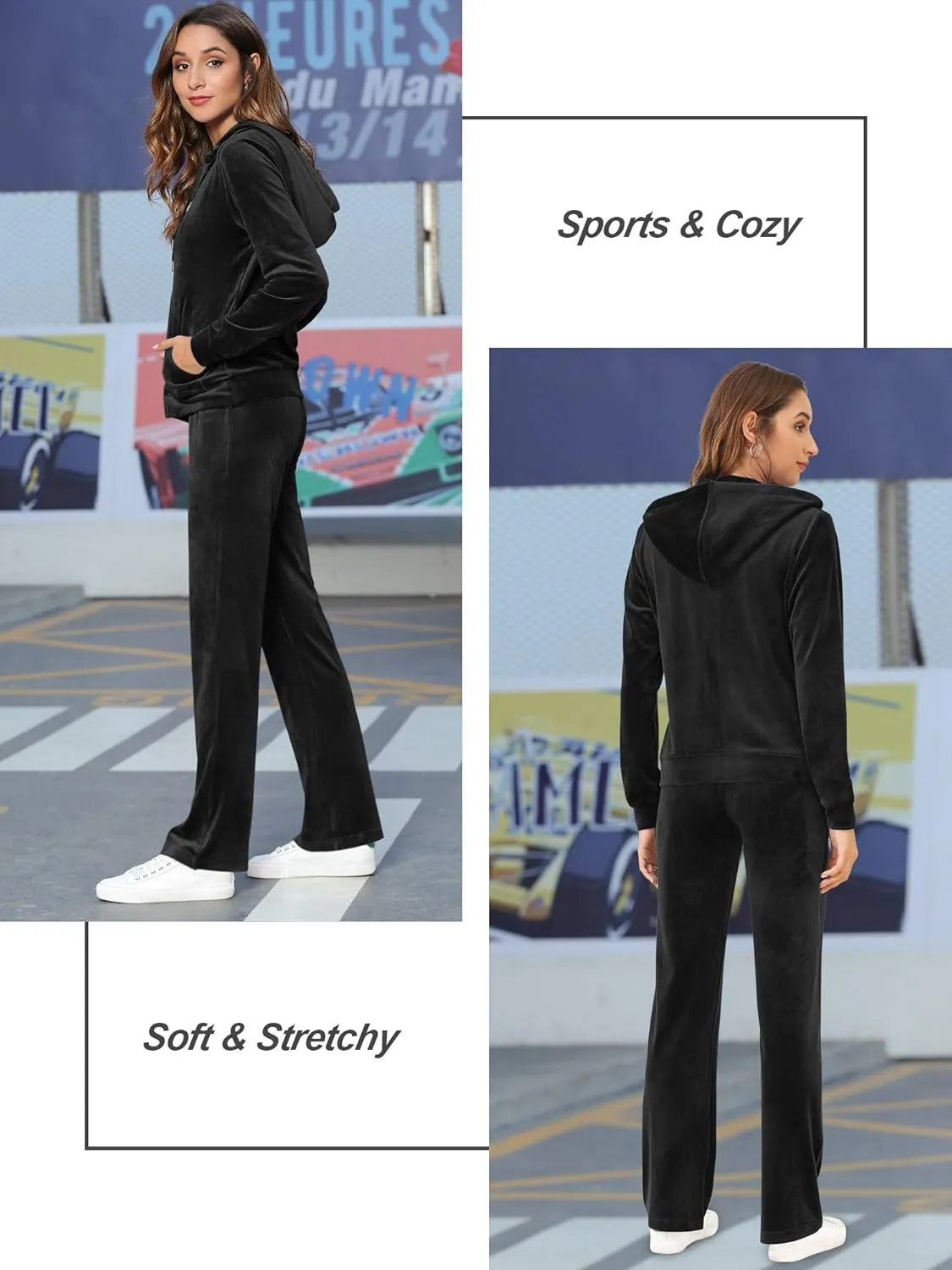 MessBebe Womens Sports Outfits Set 2 Piece Tracksuits for Women Workout Sweatsuits Long Sleeve Hoodie Sweatshirt Pants
