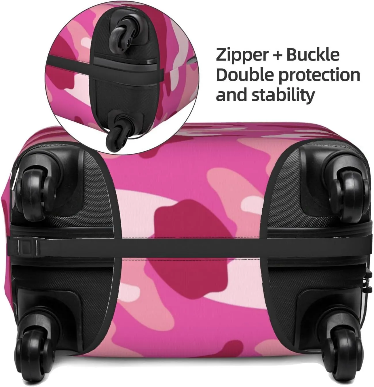 Military Camouflage Luggage Suitcase Covers Elastic Washable Pink Camo Luggage Protector Travel Suitcase Protective Cover For Kid And Adult, M (Fit 22-24 Inch Luggage)