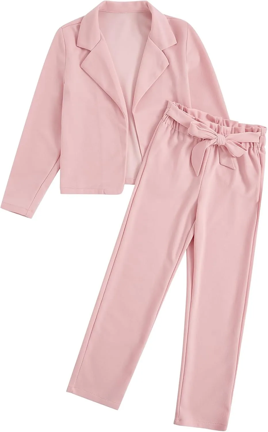 Milumia Girl's Two Piece Outfit Solid Open Front Blazer and Pants Set