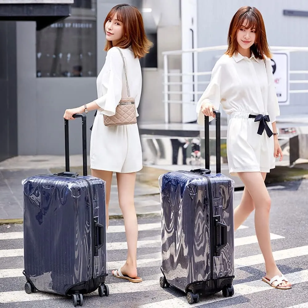 MosaiRudo Clear PVC Luggage Cover Protectors Transparent Travel Luggage Protector for Wheeled Suitcase (No disassembly zipper Thickness 0.3mm, 24inch)