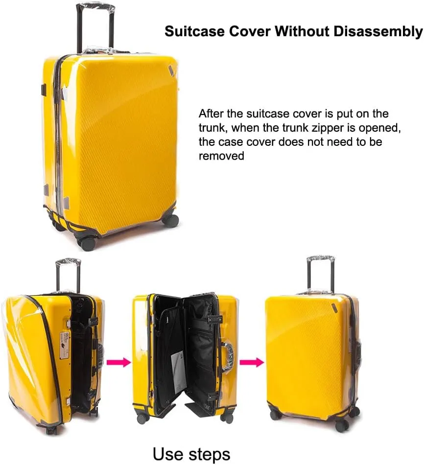 MosaiRudo Clear PVC Luggage Cover Protectors Transparent Travel Luggage Protector for Wheeled Suitcase (No disassembly zipper Thickness 0.3mm, 24inch)