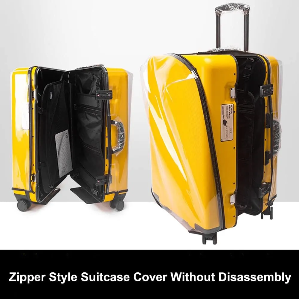 MosaiRudo Clear PVC Luggage Cover Protectors Transparent Travel Luggage Protector for Wheeled Suitcase (No disassembly zipper Thickness 0.3mm, 24inch)