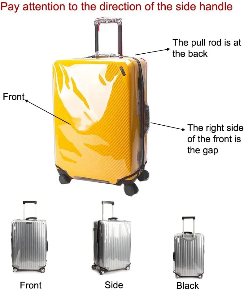 MosaiRudo Clear PVC Luggage Cover Protectors Transparent Travel Luggage Protector for Wheeled Suitcase (No disassembly zipper Thickness 0.3mm, 24inch)