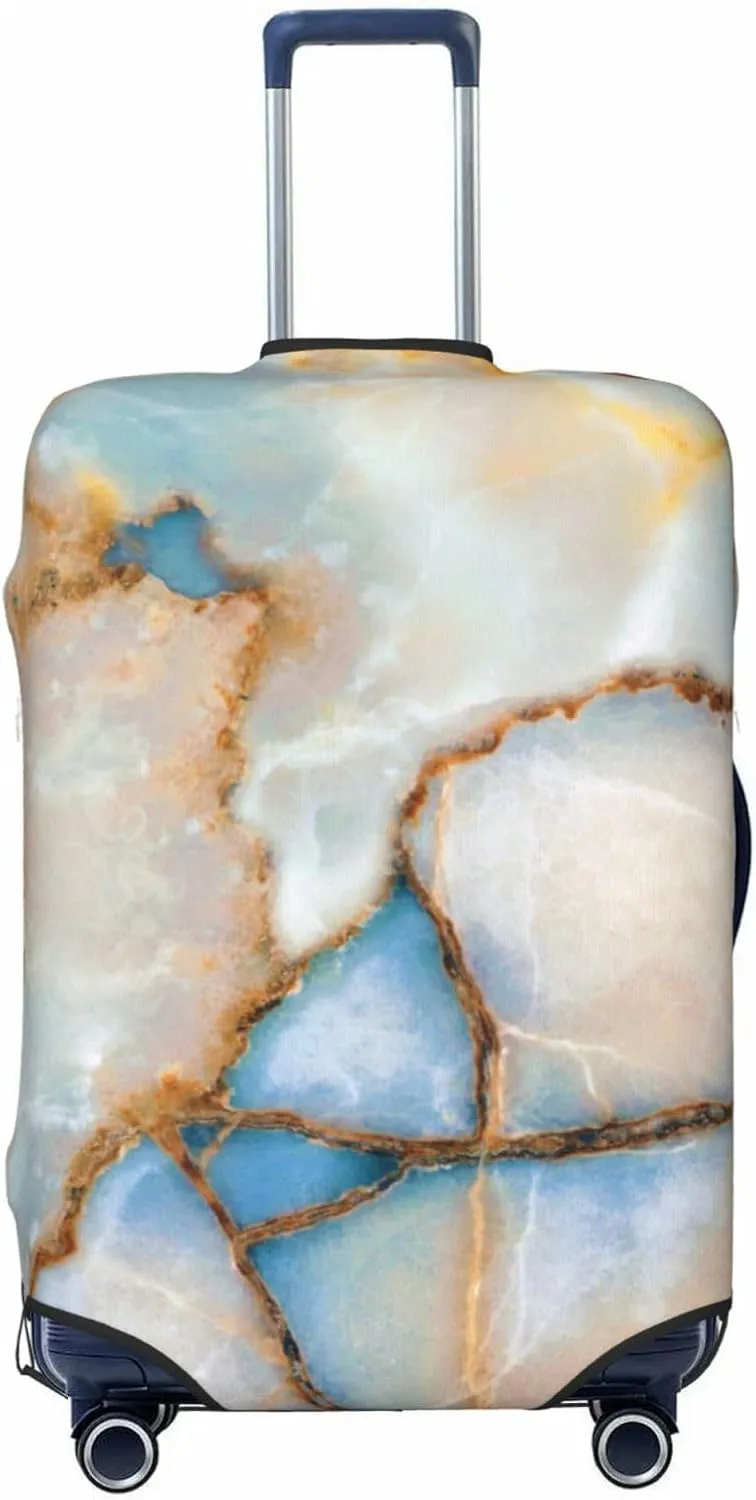 Natural Marble Texture Pattern Luggage Suitcase Covers Elastic Washable Luggage Protector Travel Suitcase Protective Cover For Kid And Adult, L (Fit 25-29 Inch Luggage)