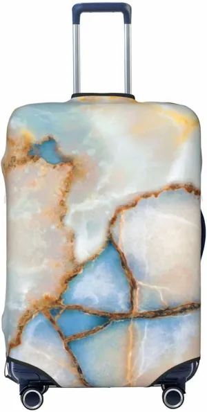 Natural Marble Texture Pattern Luggage Suitcase Covers Elastic Washable Luggage Protector Travel Suitcase Protective Cover For Kid And Adult, L (Fit 25-29 Inch Luggage)