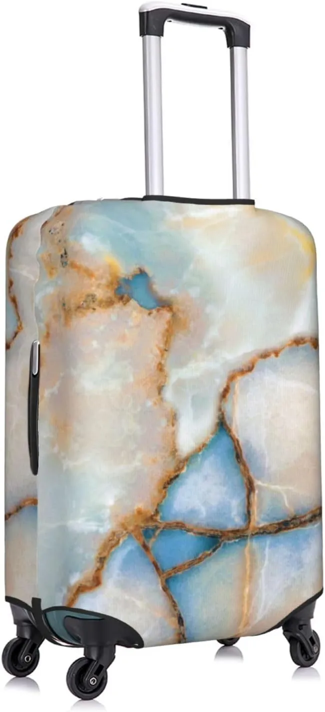 Natural Marble Texture Pattern Luggage Suitcase Covers Elastic Washable Luggage Protector Travel Suitcase Protective Cover For Kid And Adult, L (Fit 25-29 Inch Luggage)