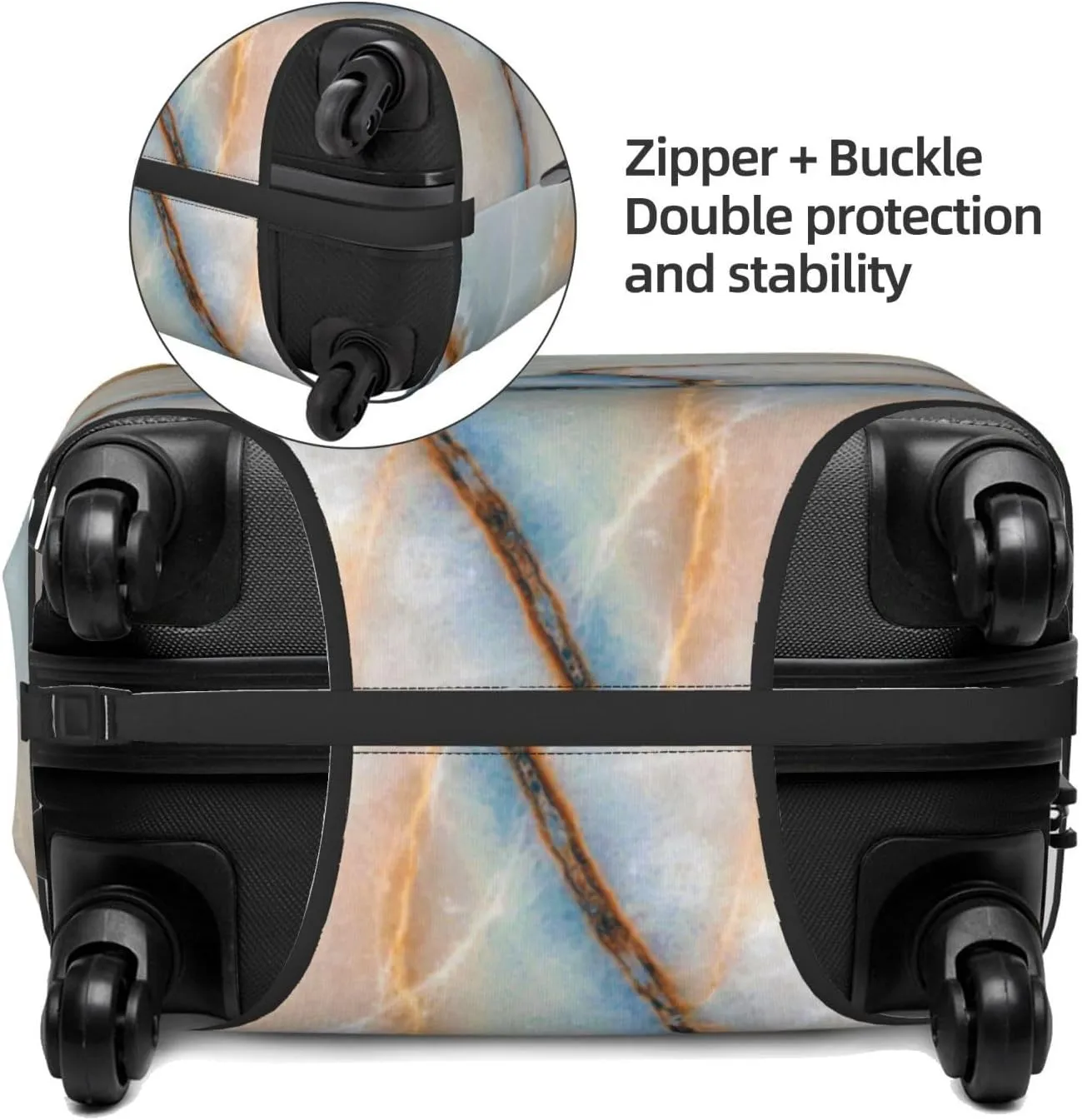 Natural Marble Texture Pattern Luggage Suitcase Covers Elastic Washable Luggage Protector Travel Suitcase Protective Cover For Kid And Adult, L (Fit 25-29 Inch Luggage)